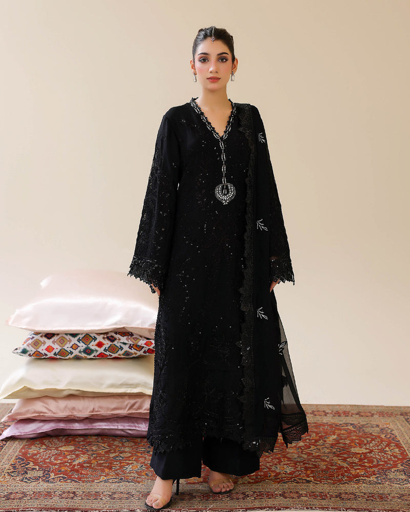 Black — Bahaar Semi-Stitched Chiffon alternate