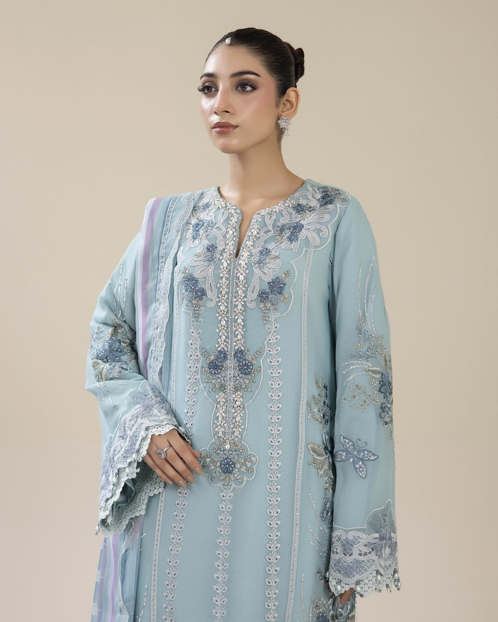 Blue — Bahaar Semi-Stitched Chiffon