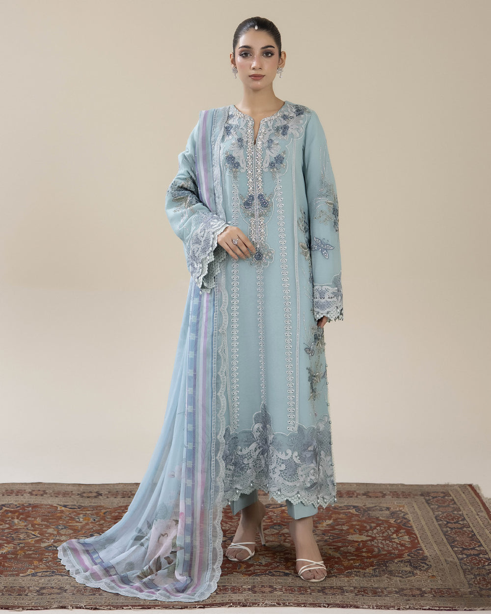 Blue — Bahaar Semi-Stitched Chiffon