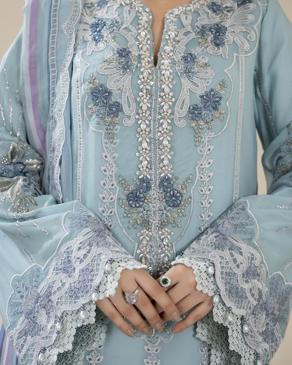 Blue — Bahaar Semi-Stitched Chiffon