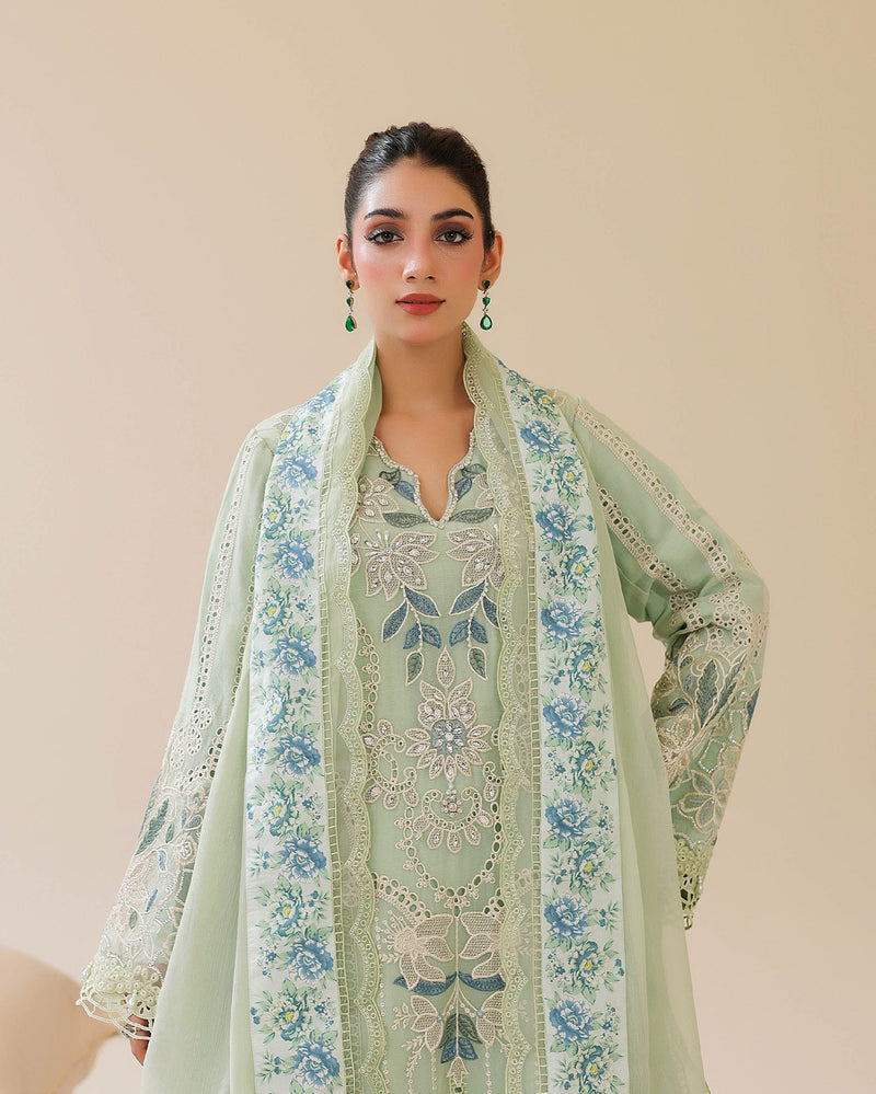 Green — Bahaar Semi-Stitched Chiffon