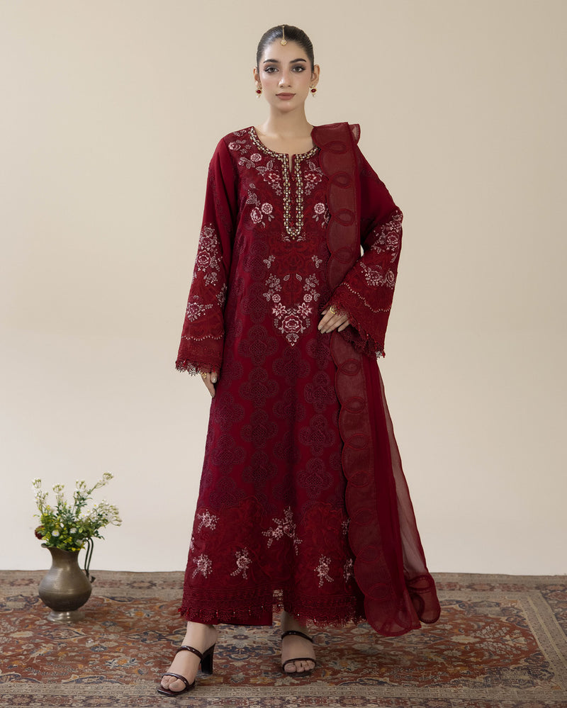 Maroon — Bahaar Semi-Stitched Chiffon alternate