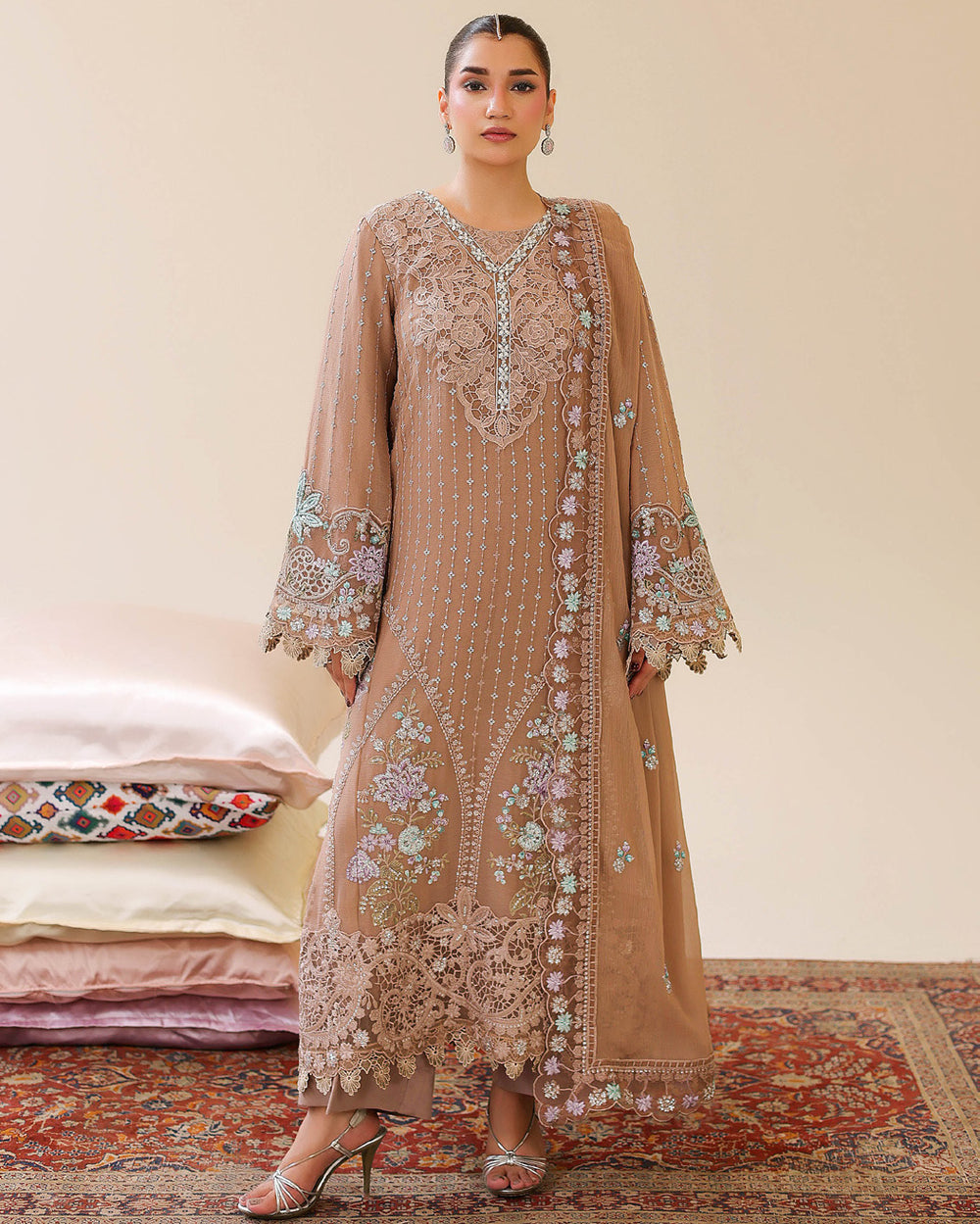 Mocha — Bahaar Semi-Stitched Chiffon
