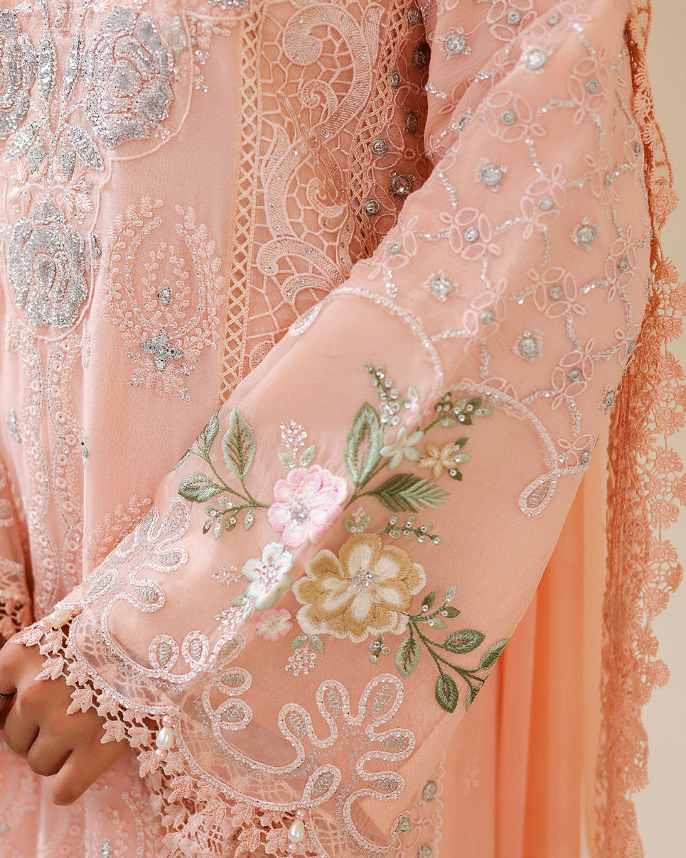 Peach — Bahaar Semi-Stitched Chiffon